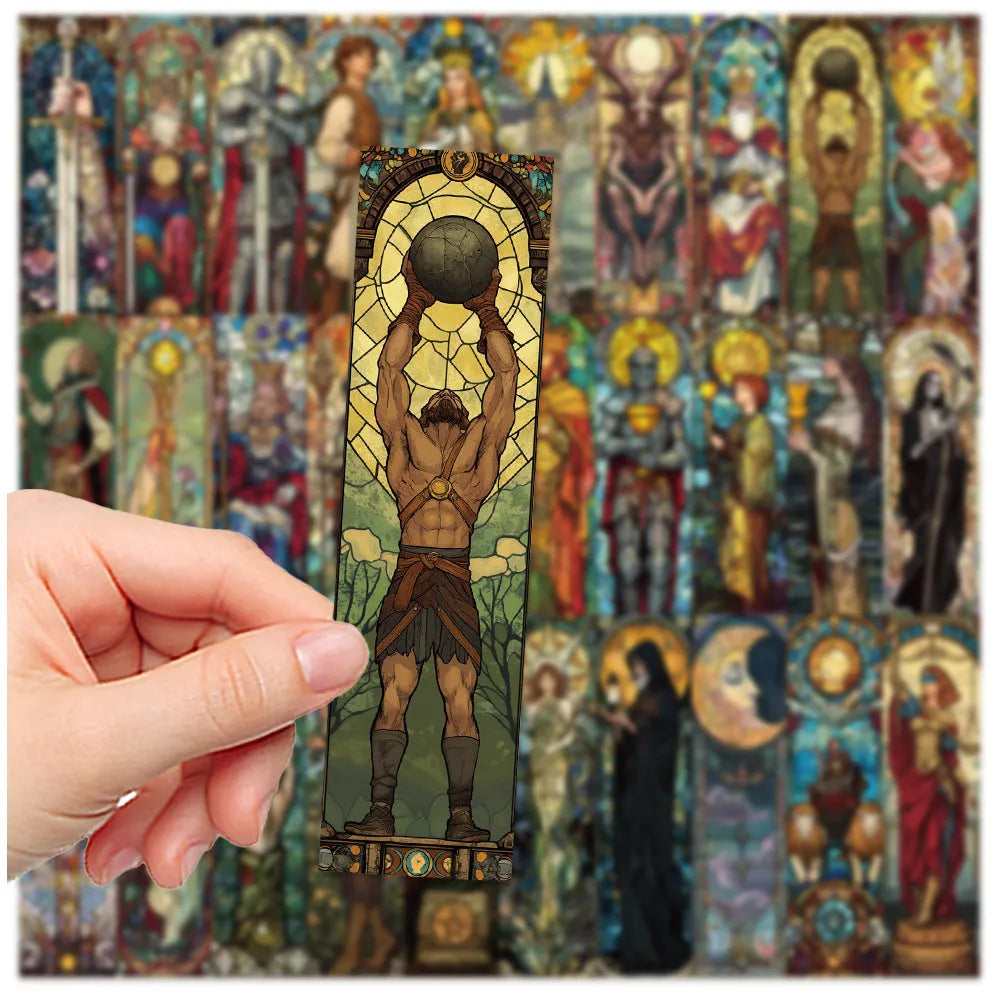 Set of 30 painted glass tarot bookmarks in cute homemade style with QH389 colour design