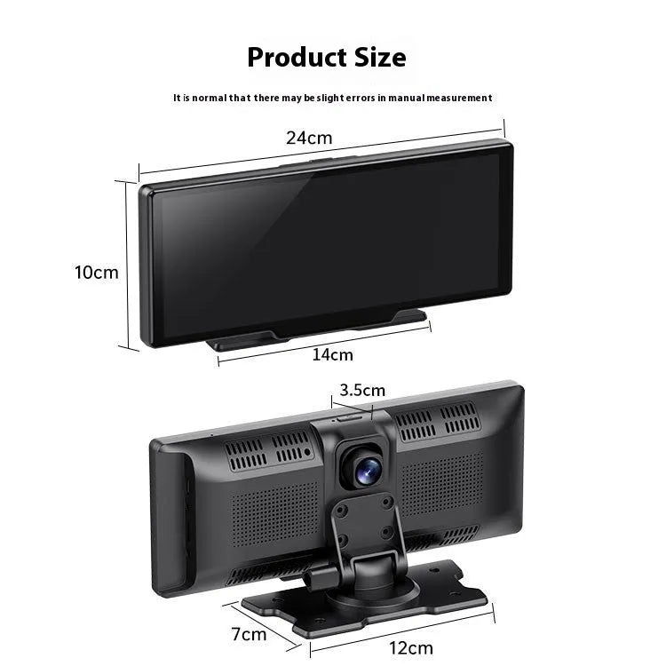 10-inch car touchscreen smart display with CarPlay and front and rear driving recorder camera