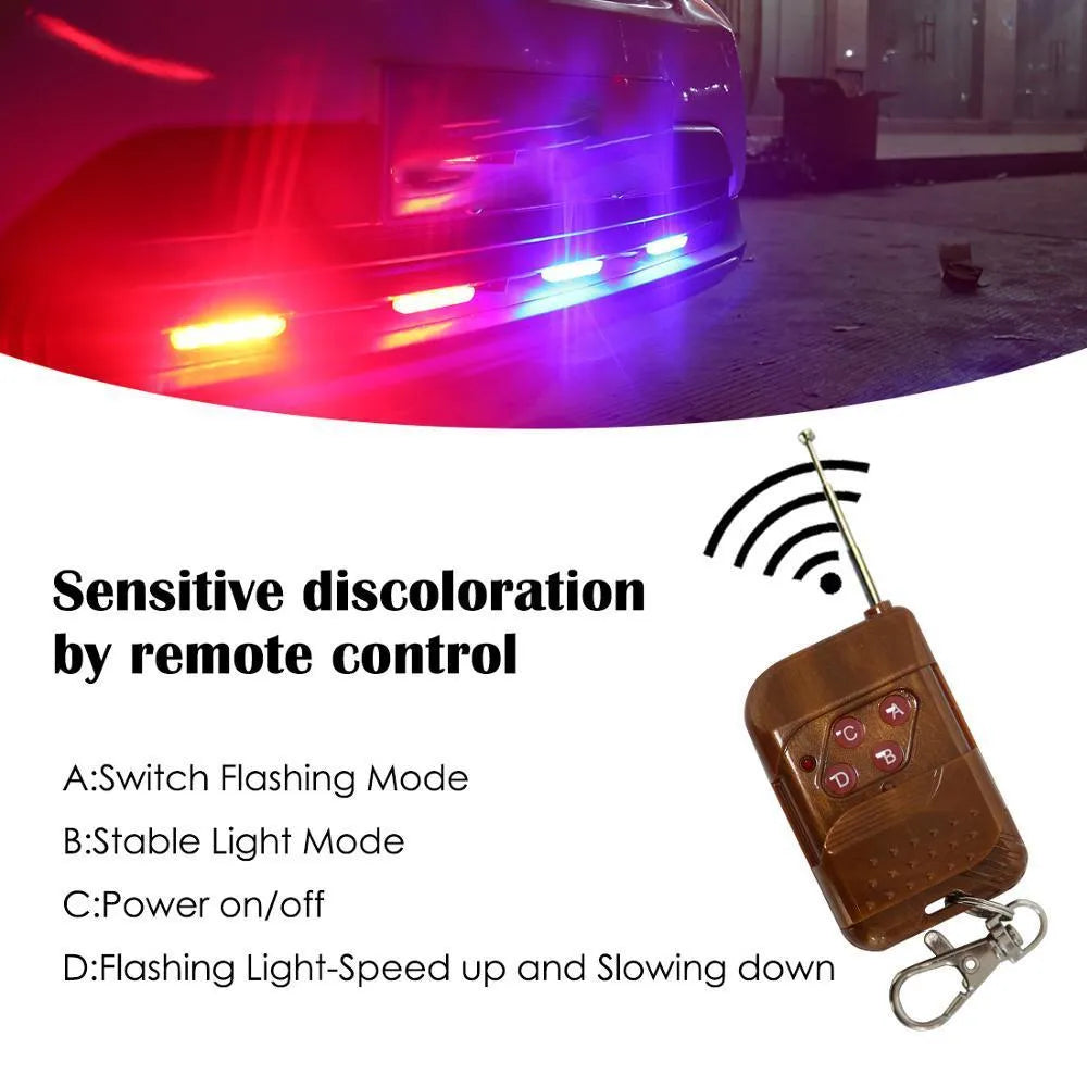 Black car mounted LED emergency warning light with wireless remote control for vehicle hazard situations