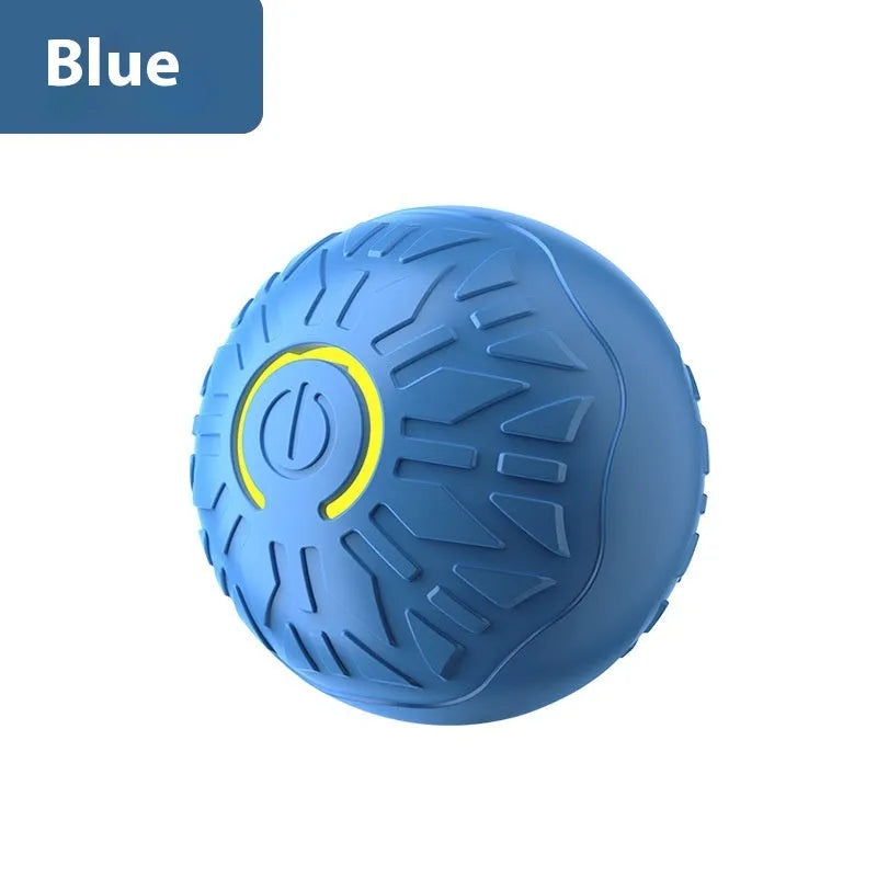 Blue and orange electric jumping ball dog toy with silicone body and thick rubber core