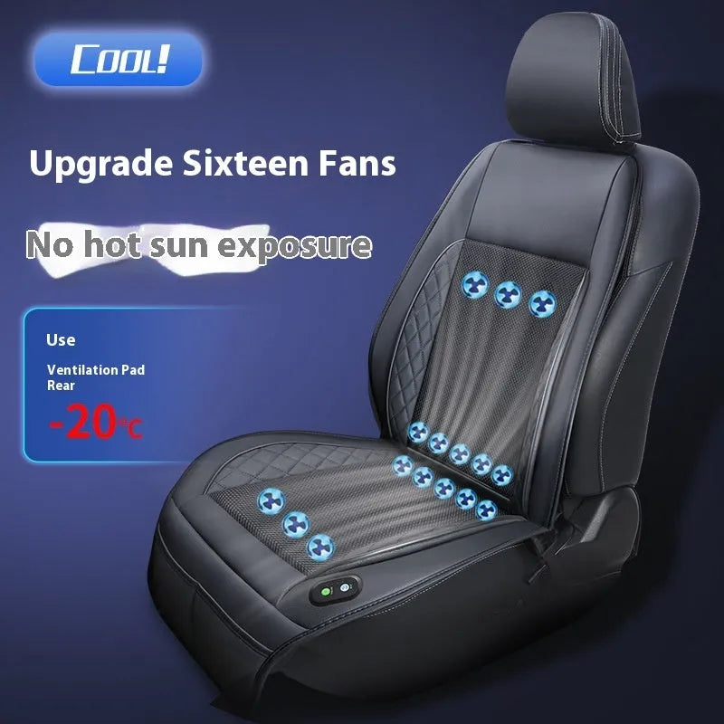 Black car seat ventilation cushion with fan for 12V 24V use