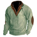 Men's stand collar pullover sweater in beige, breathable polyester fiber, long sleeves, outdoor casual wear