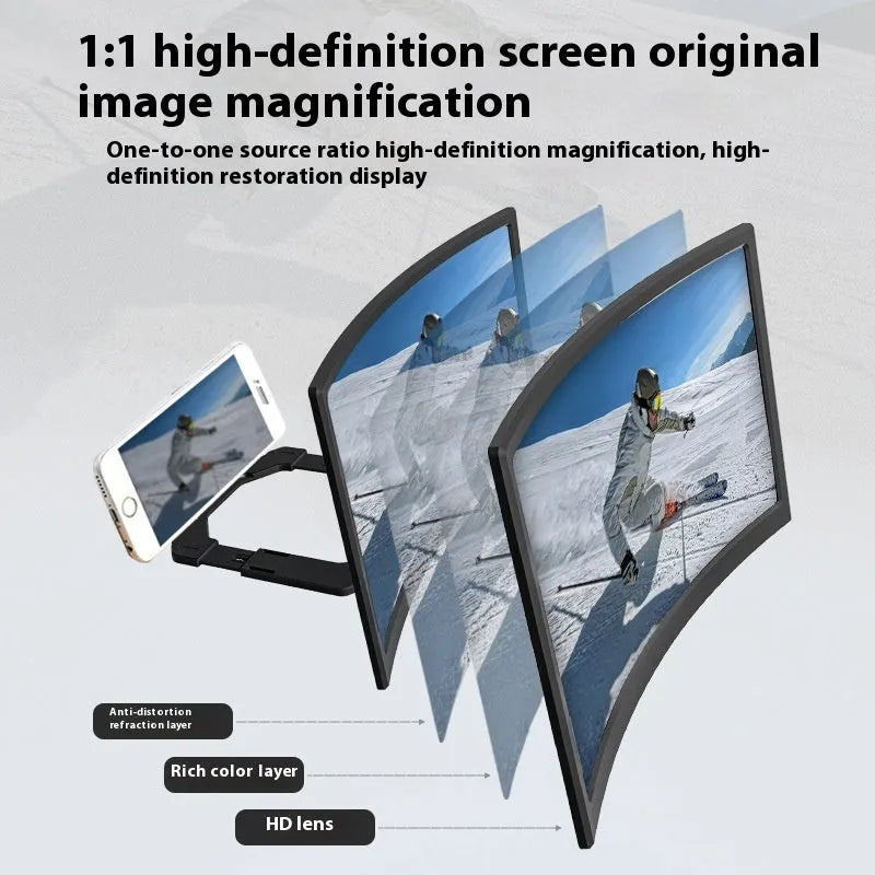 14-inch plastic phone screen amplifier in dark night colour for universal smartphone use