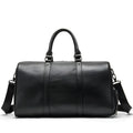 Men's black leather excursion bag with single strap and large capacity