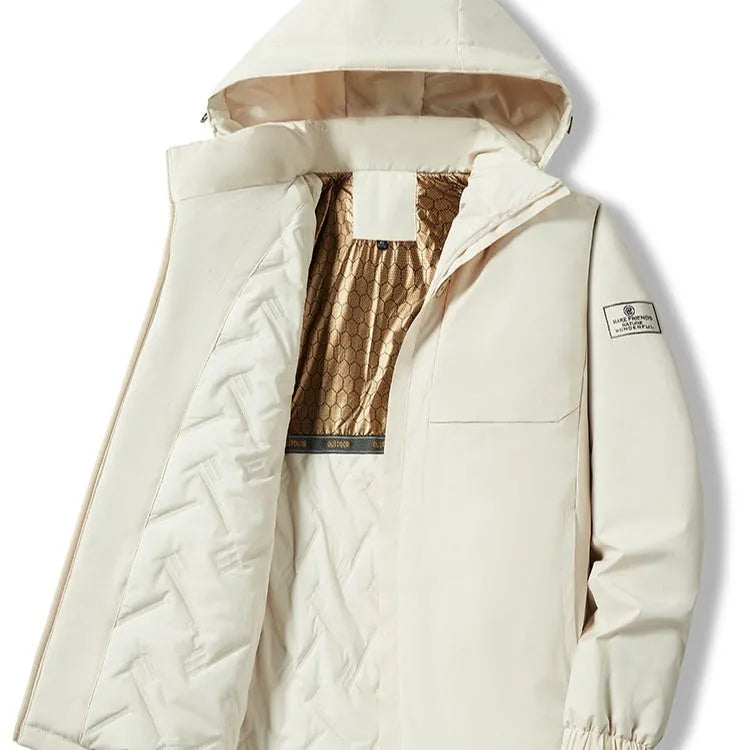Men's temperature sensing waterproof winter jacket in extended sizes L to 6XL