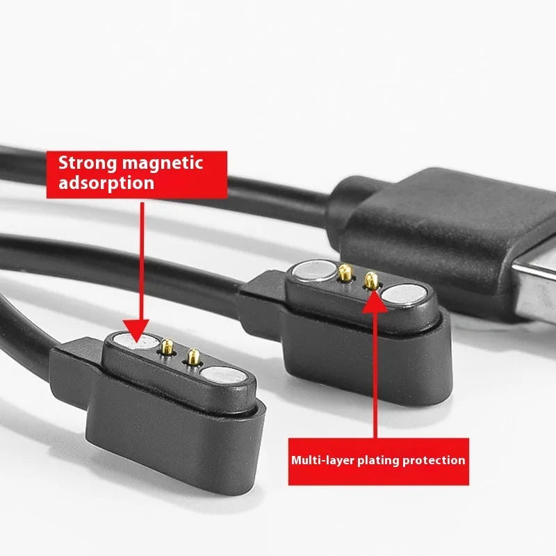 50cm black 2.54mm 2Pin charging cable for Bluetooth glasses on a white background.