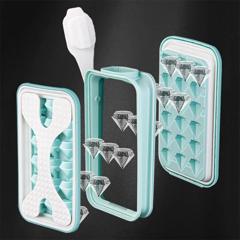 Portable silicone ice ball mould and water bottle with diamond curling design in light grey colour