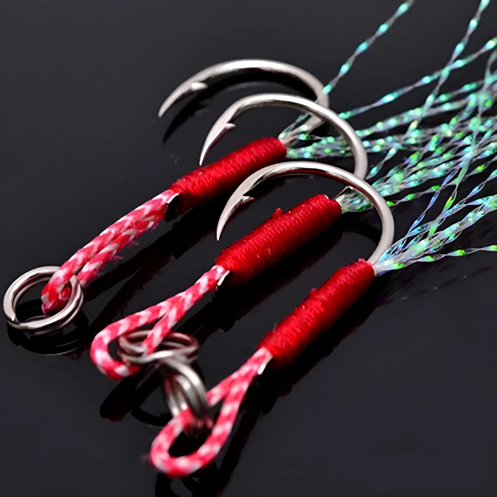 Six bright wire iron plate single fishing hooks in sizes No. 9 to 14 for boat and sea fishing rigs.