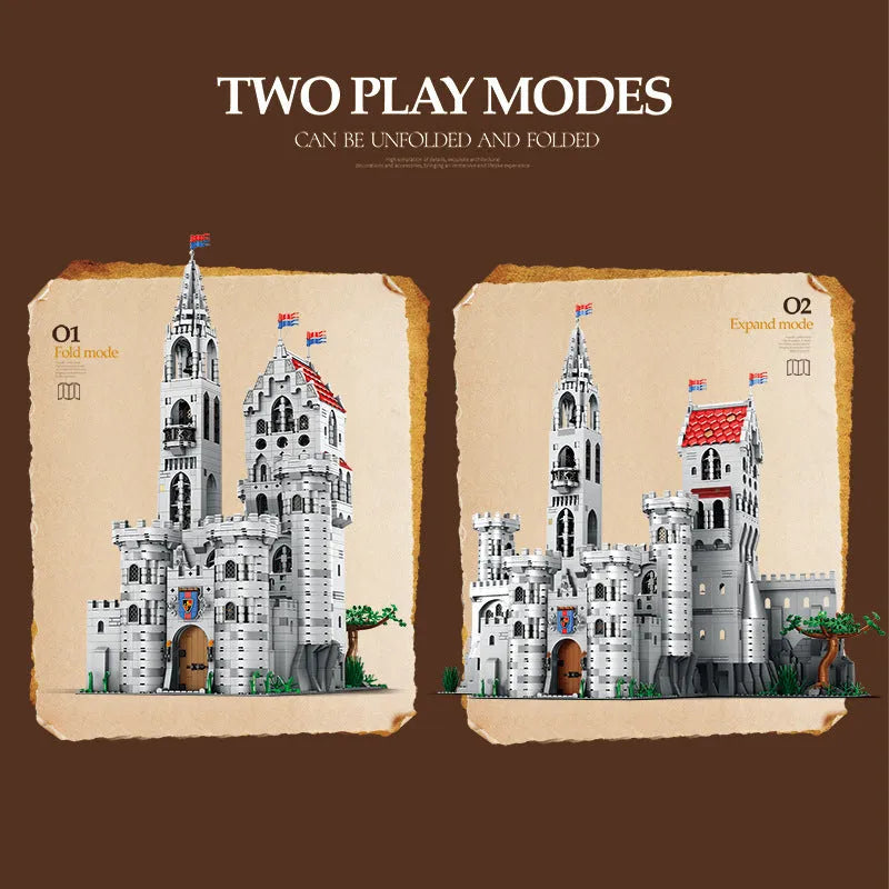 Street View King Castle small particle plastic building block model set in colour box, colour 55016
