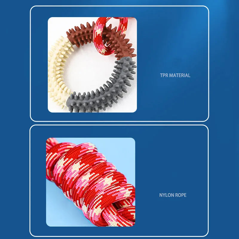 43cm braided rope dog chew toy with puppy knot design in red colour