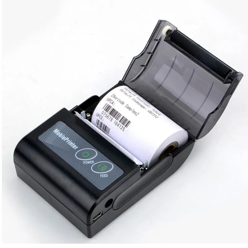Blue plastic portable Bluetooth thermal printer for convenience store bill printing with UK EU US plug options