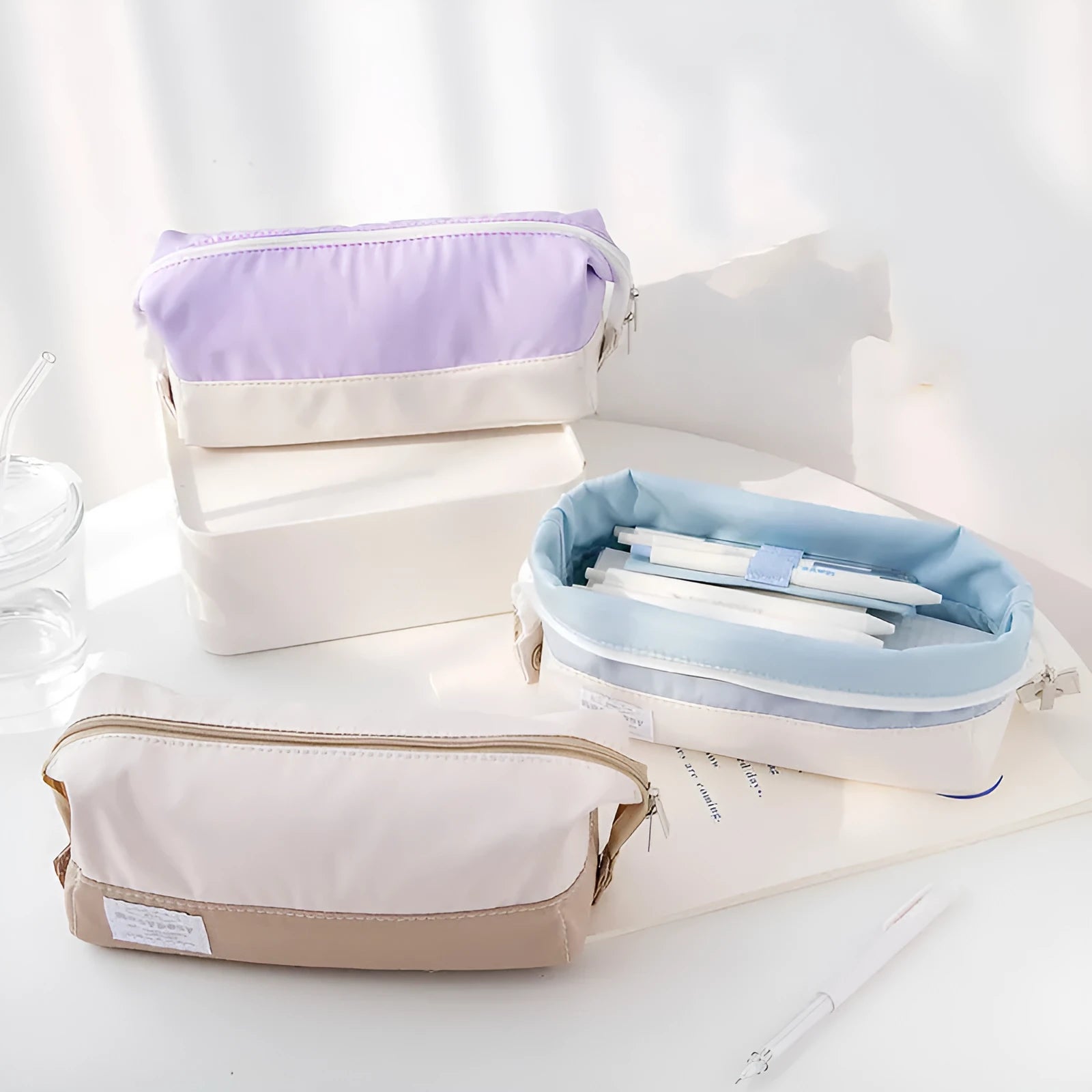 Canvas stationery box in seven ins style colours for junior high school student learning supplies