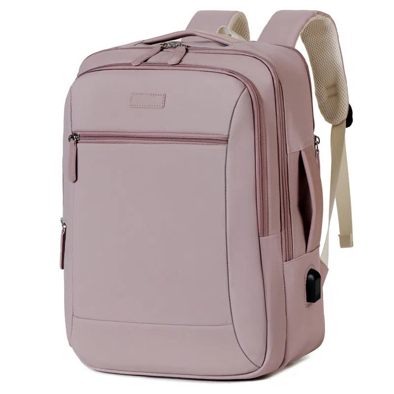 Women's large capacity business bag in solid colour Oxford cloth, available in beige, black, and other shades