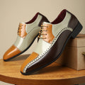 Men's black low-top casual shoes with a PU leather upper, leather toe cap, and visible stitching detail on a white background.