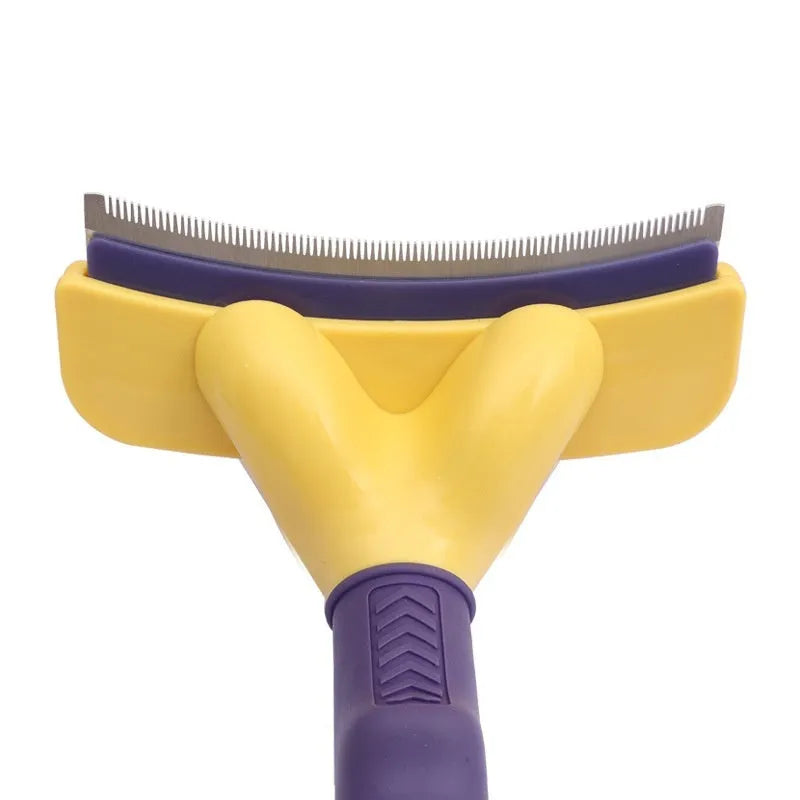 Dog grooming comb with stainless steel blade, available in 7.5cm or 10cm, plastic TPR handle, olive green large option