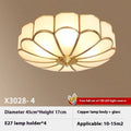 Household copper LED ceiling lamp with simple American design, 45cm diameter, for bedroom or study