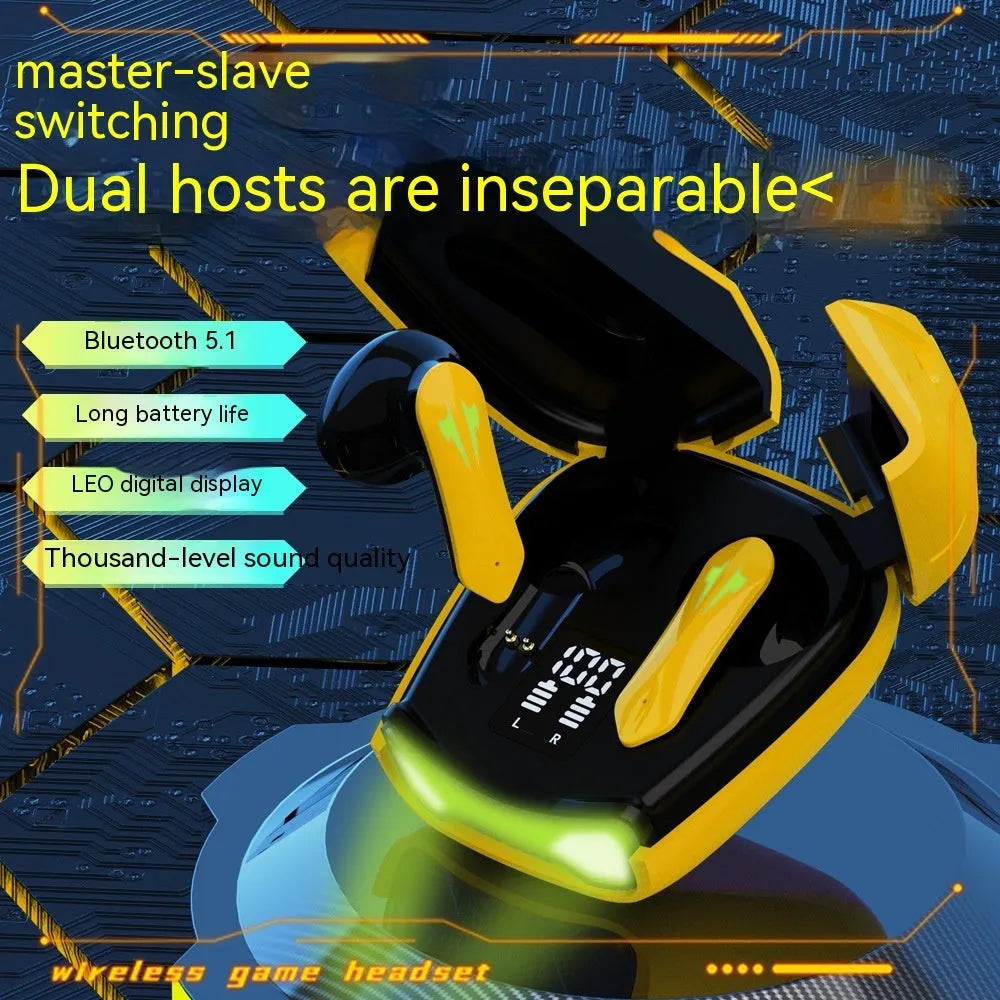 New wireless binaural TWS Bluetooth headset with digital display, black ABS earplugs, touch controls