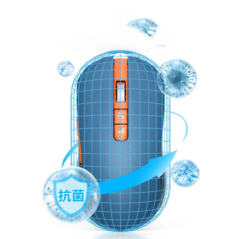 IFLYTEK black wireless gaming mouse with side buttons on a mouse pad, showing USB receiver.
