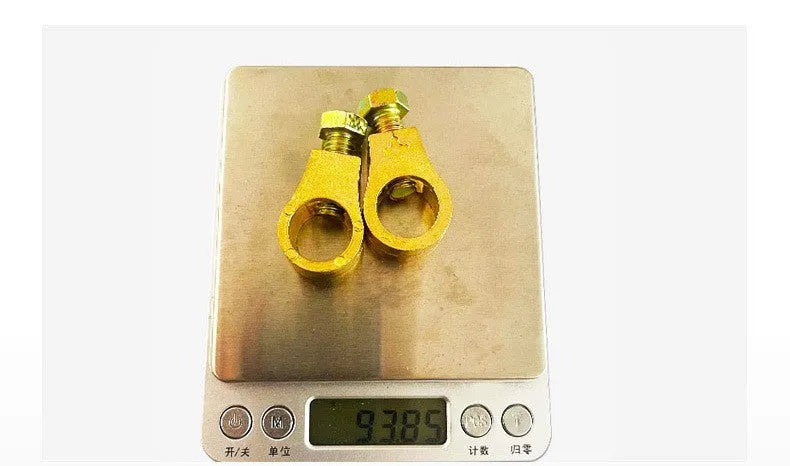 Pure copper battery terminal connector clamp for car and marine batteries.