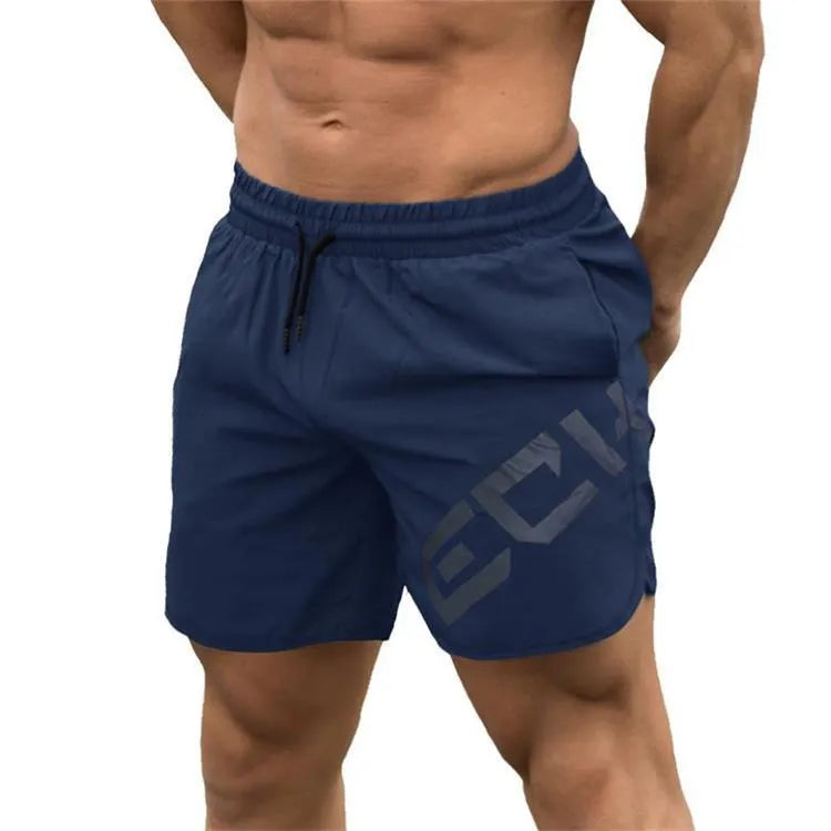 Men's elastic thin training running shorts in knee-length design with quick-drying fabric