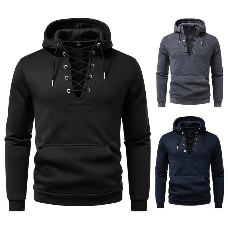 Men's zipper design hooded sweatshirt, slim fit polyester pullover in dark gray, black or navy blue, sizes S-2XL
