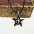 Starfish inner spiral necklace with coloured glaze pendant, 32-40mm, in light blue, coffee, blue, red or dark blue