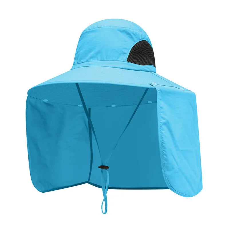 Fisherman hat with neck sun protection in quick-drying nylon fabric for outdoor summer use