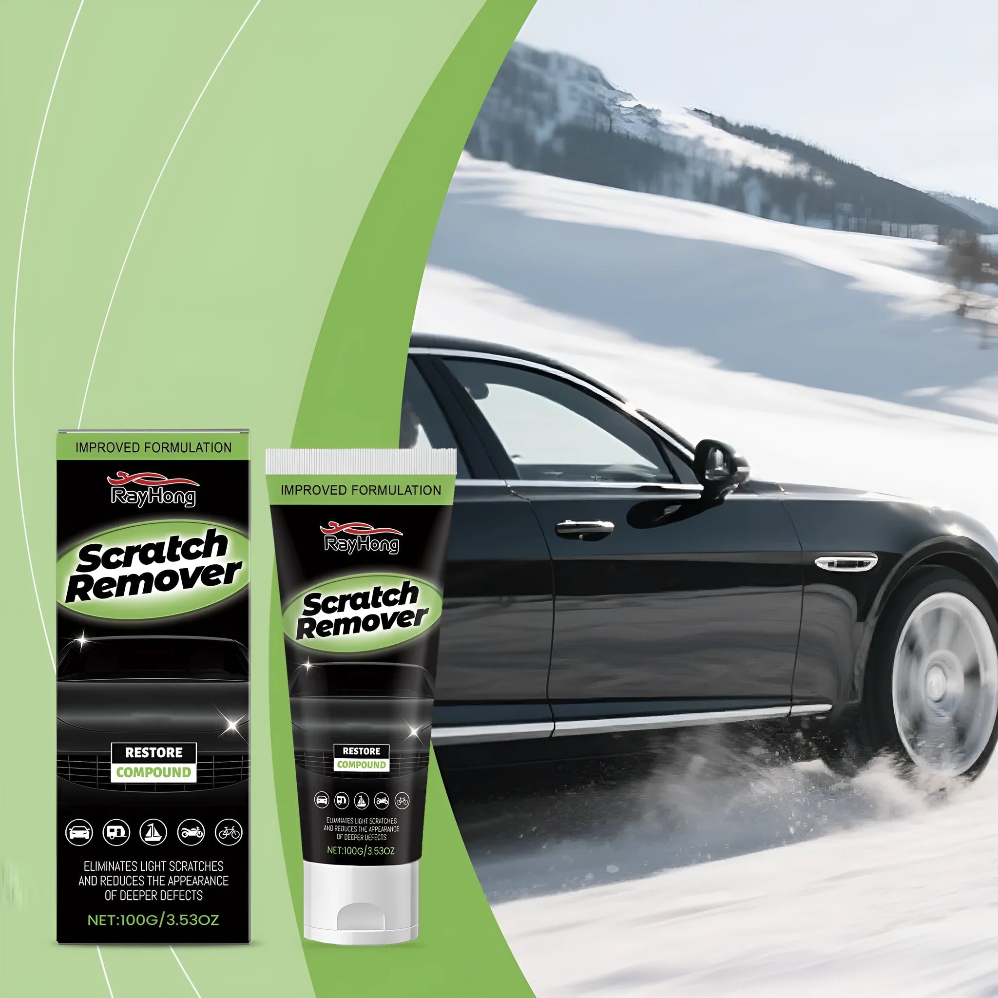 100g tube of car paint scratch recovery cream with 3.8cm diameter on a clean surface