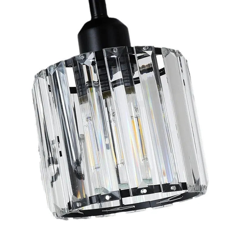 Black crystal ceiling light, modern flush ceiling lamp for corridor and entrance, E27 E26 220V