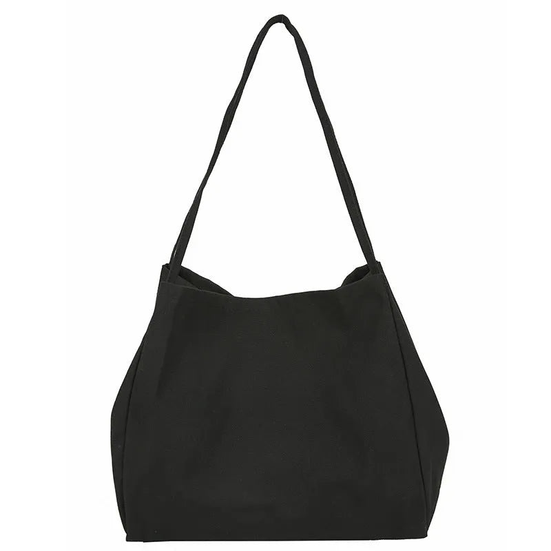 Solid colour canvas women's handbag with double shoulder straps and horizontal square shape