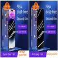 Two-pack of tempered glass privacy screen protectors for iPhone with anti-fingerprint finish.