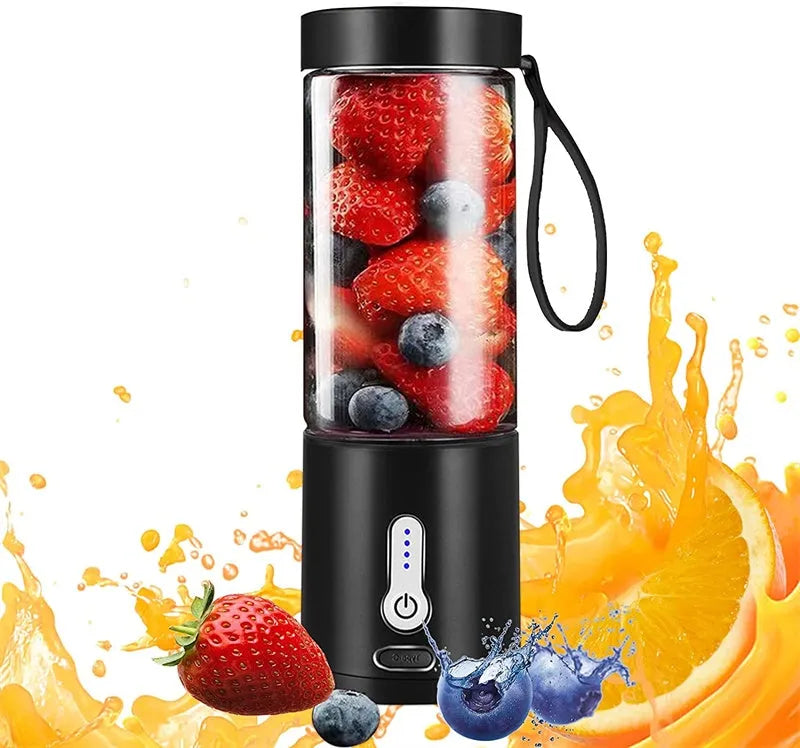 Portable rechargeable blender with 530ml cup in black, white, blue or rose red colour options