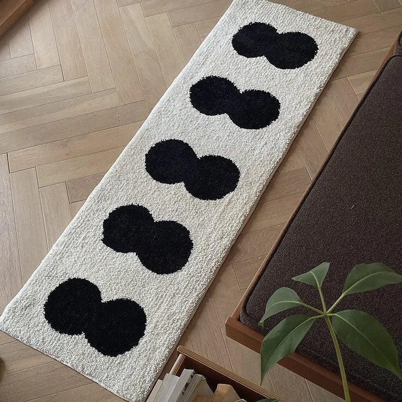 Flocking carpet 40x120cm geometric pattern non-slip absorbent polyester fibre strip mat