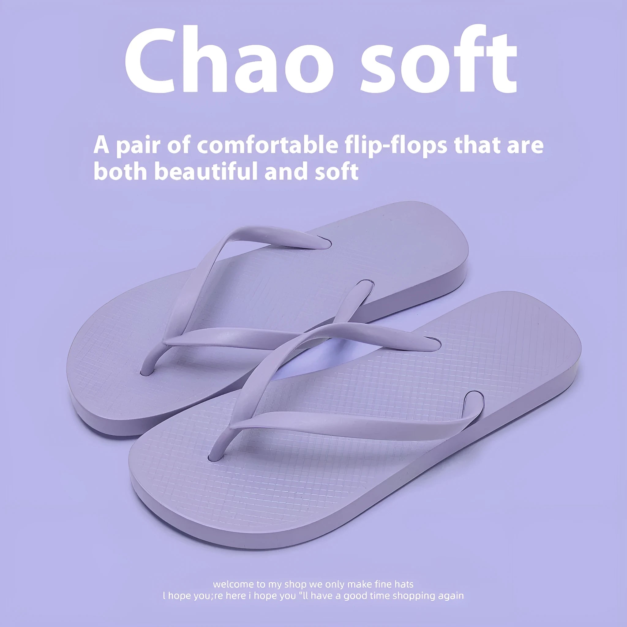 Flat casual slippers with plastic upper and non-slip PVC sole in orange, purple, black, and white colours.