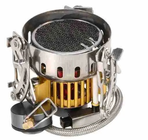 3500W infrared camping stove head in folded form with plastic box, made from stainless steel, copper, and aluminium