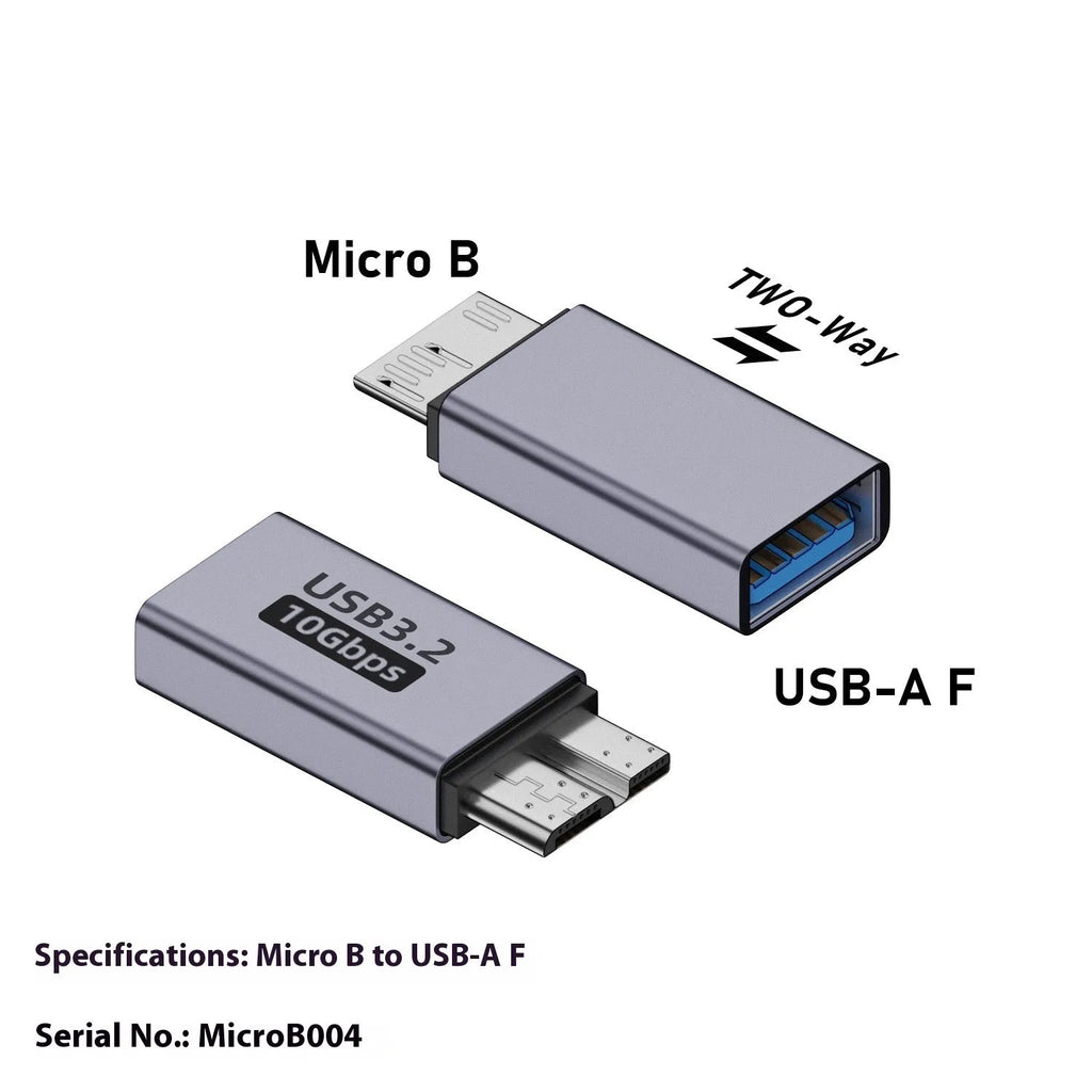 USB converter adapter showing Micro B connector with Type-C and USB interface options for data transfer and charging
