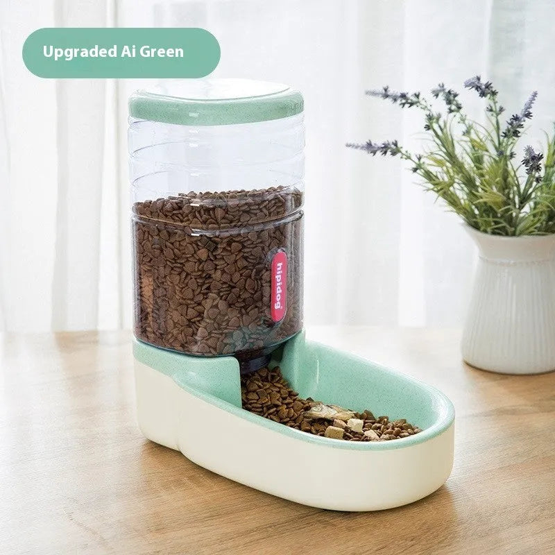Blue automatic pet water fountain with 3.8 litre capacity for cats and dogs on a floor.