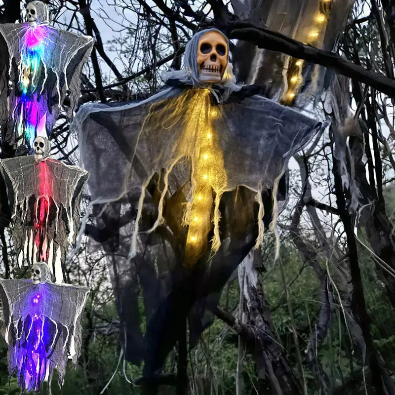 85cm Halloween hanging ghost prop in Colour, Purple, Red or Warm Colour, made from plastic, wrought iron, foam and cloth