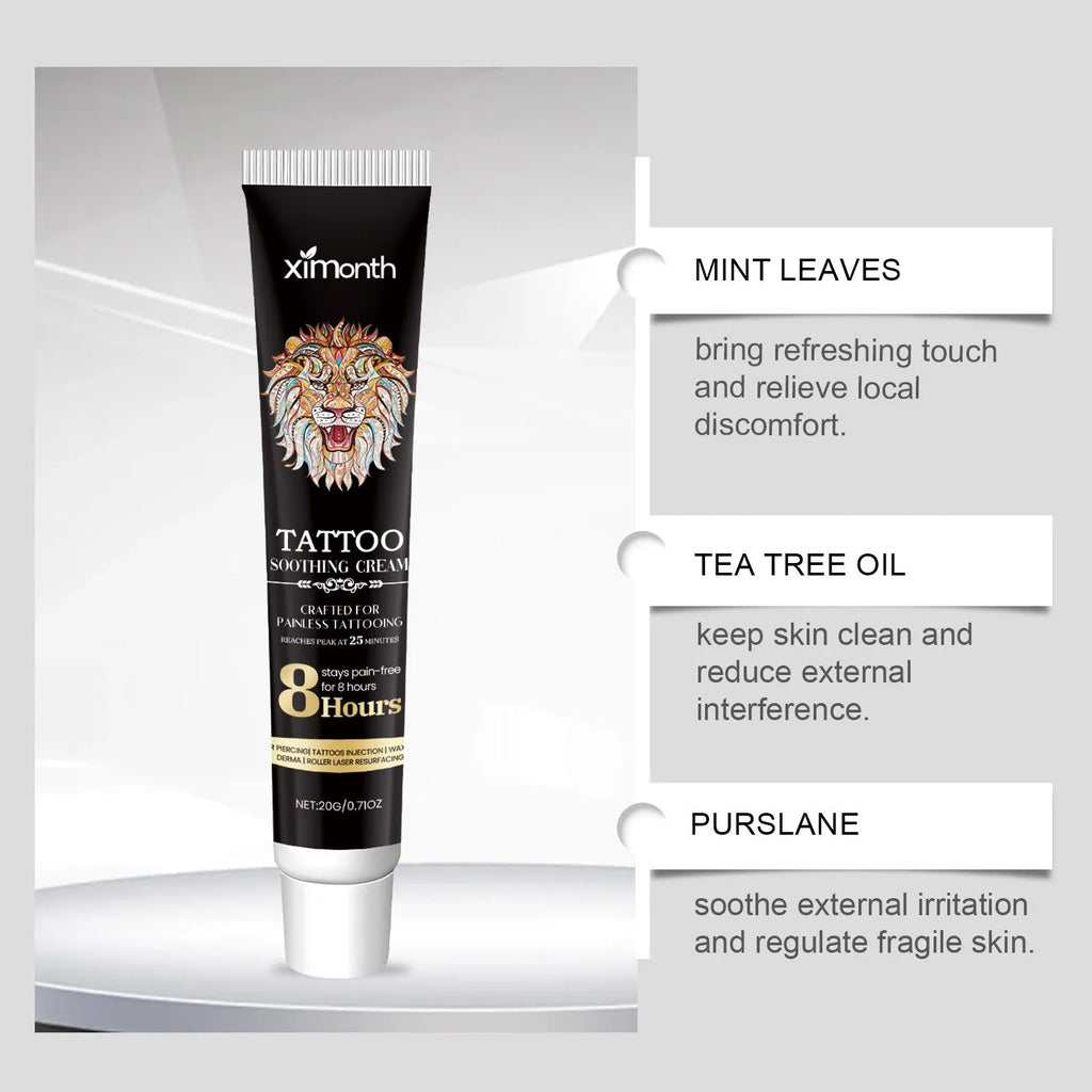 20g jar of tattoo soothing neck cream for post-tattoo aftercare with mint leaf and tea tree oil