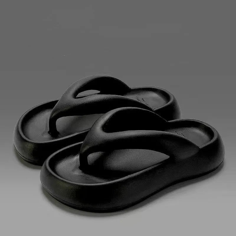 Solid colour thick-soled EVA flip-flops with decorative bow in available colours