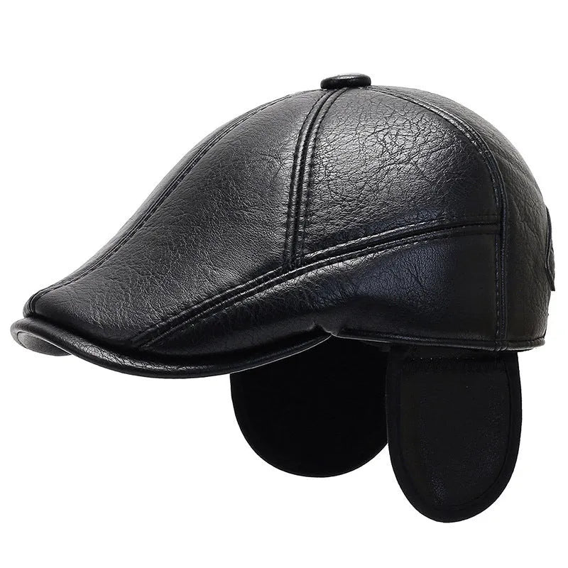 Korean style men's peaked cap adjustable polyester conical crown black brown casual hat