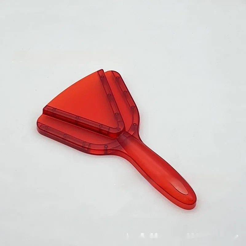 Red plastic can opener with integrated adjustable telescopic bottle opener and non-slip handle.