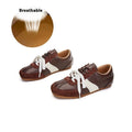 White women's lace-up casual sneakers with horse fur flocking texture, flat heel, and round toe.