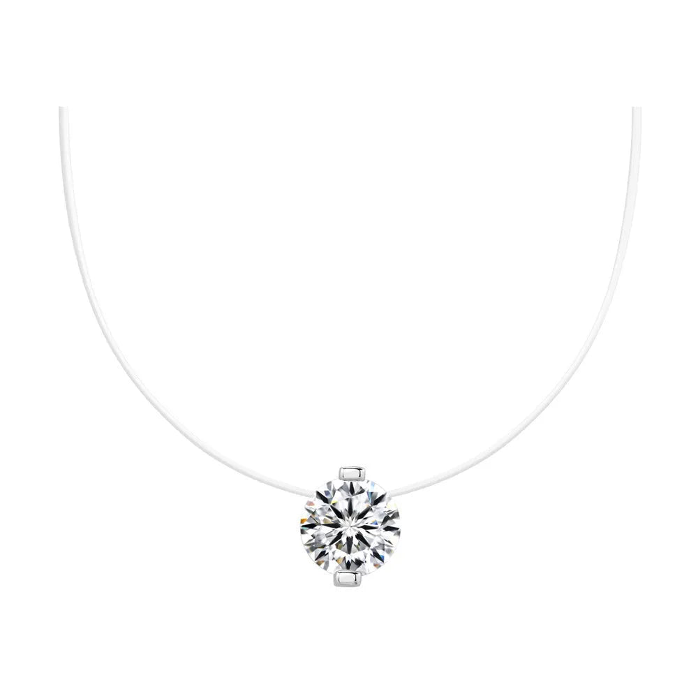 Women's S925 silver moissanite plum blossom pendant necklace on invisible fishing line chain