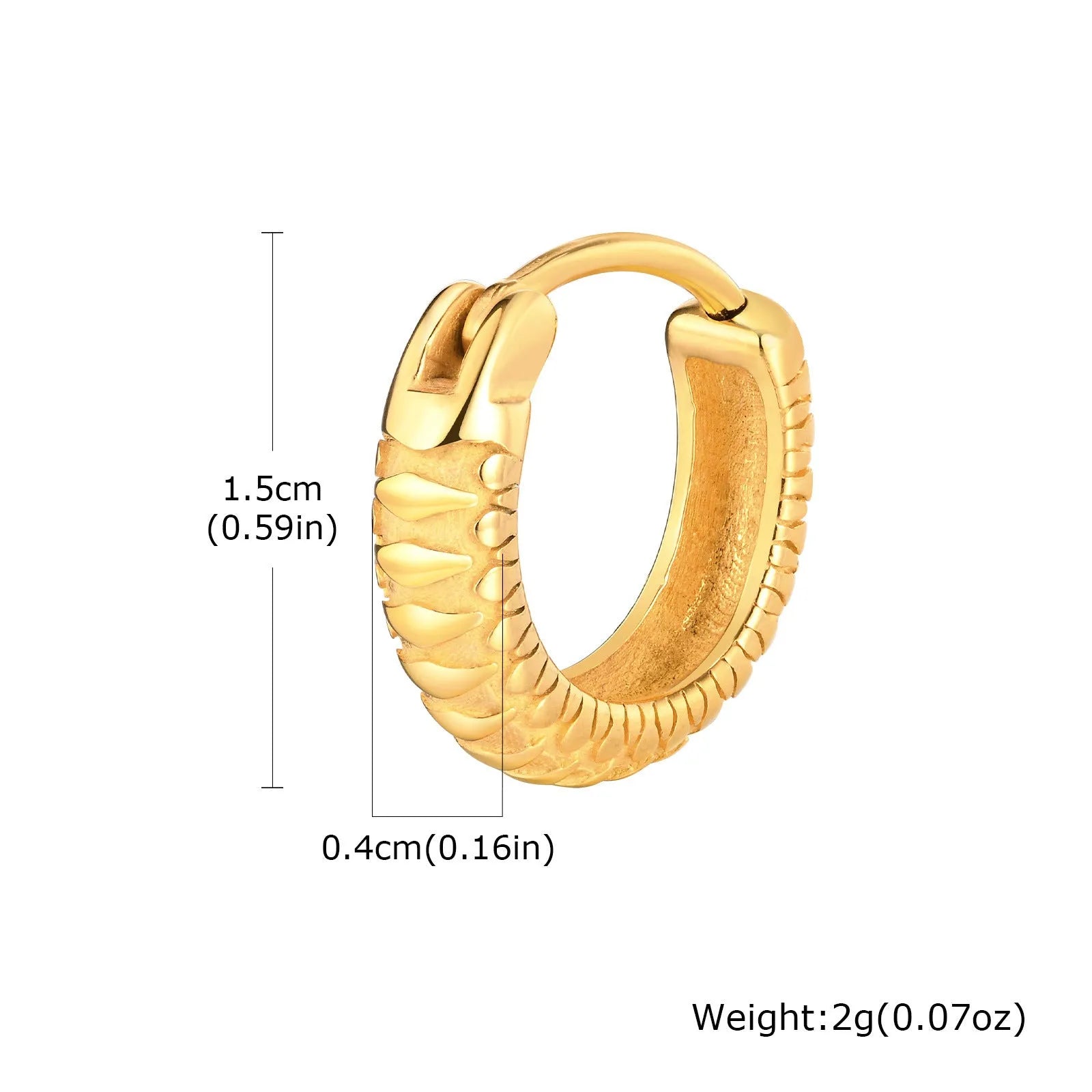 Stainless steel snake pattern stud earrings in black and gold colour options
