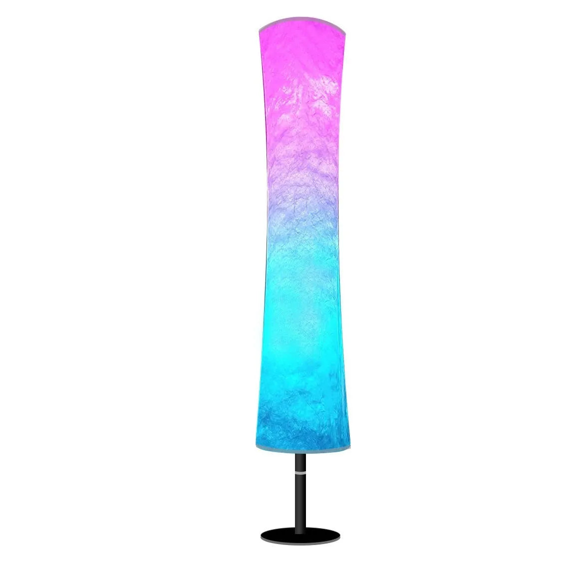 RGB fabric circular atmosphere floor lamp with remote control and 90 LED beads in a living room setting