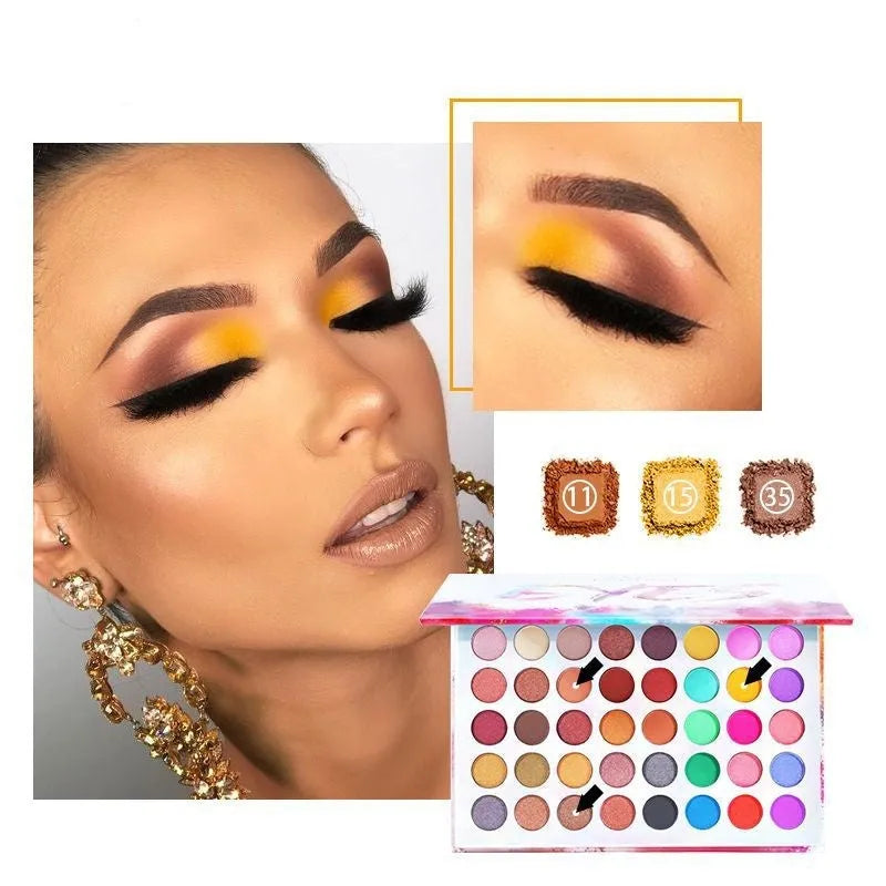 8-shade shimmer matte eye shadow in purple, blue, black, caramel and peacock blue, EP40
