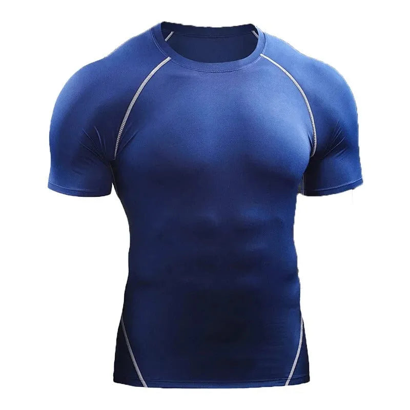 Men's quick drying short sleeve workout T-shirt in chemical fibre blend, sizes M to 4XL, multiple colours