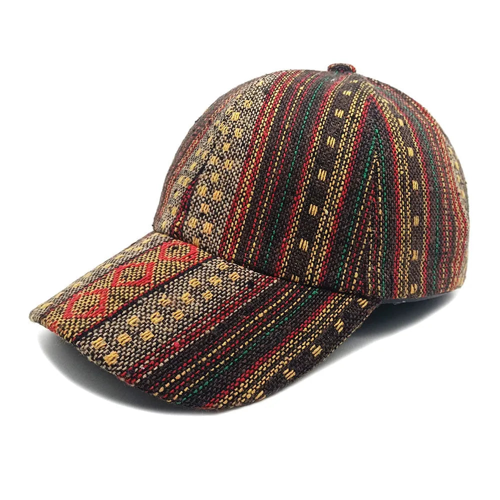Women's bohemian-style baseball cap in polyester with a dome crown, shown in one of eight available colours.