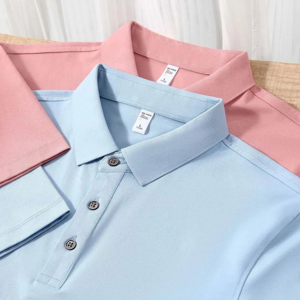 Men's cotton polo collar work shirt in multiple colours with short sleeves